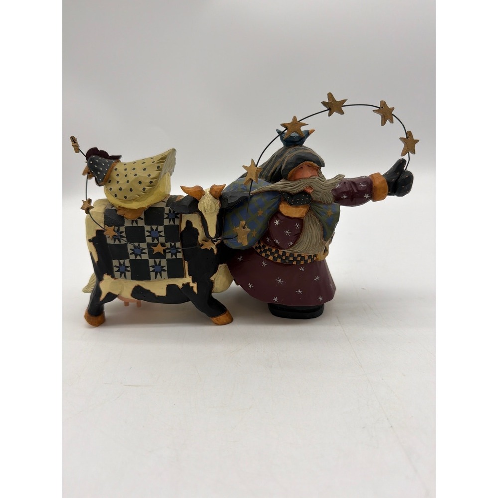 Vintage Williraye Studio WW2272 Christmas Figurine Santa Cow Star Garland 1998